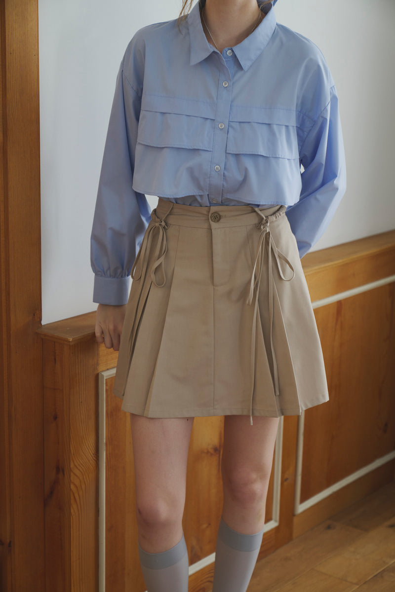 2way ribbon belt mini skirt (NEW COLOR)