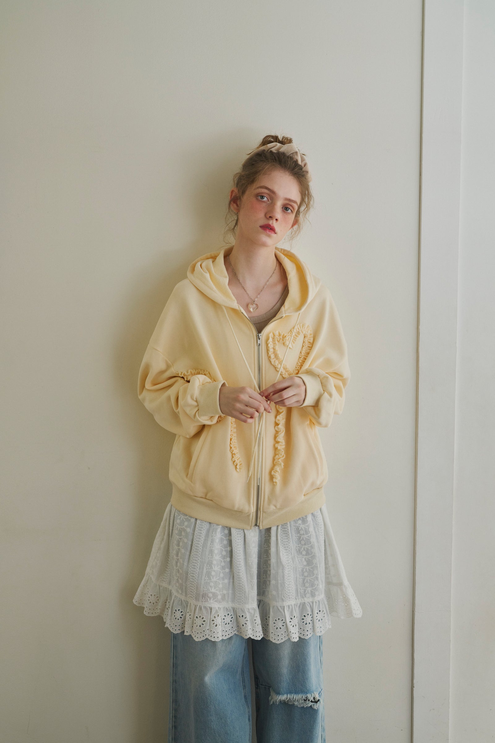 トップス idem heart frill hoodie heart frill hoodie – idem
