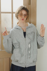 heart frill hoodie