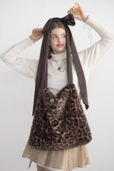 fur big ribbon tote bag