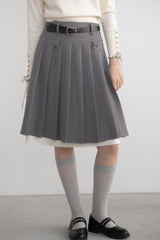layered medium pleats skirt