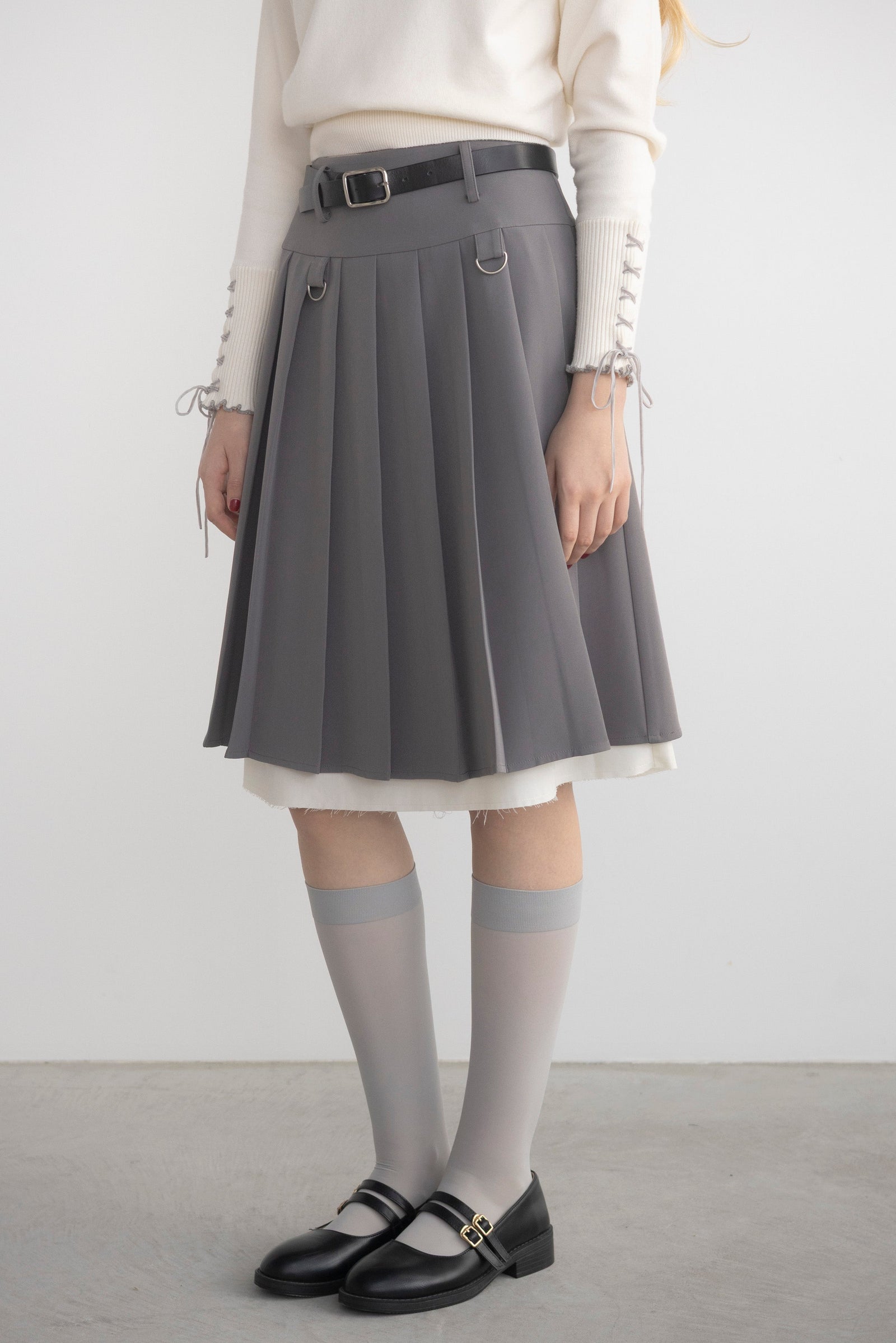 layered medium pleats skirt – idem