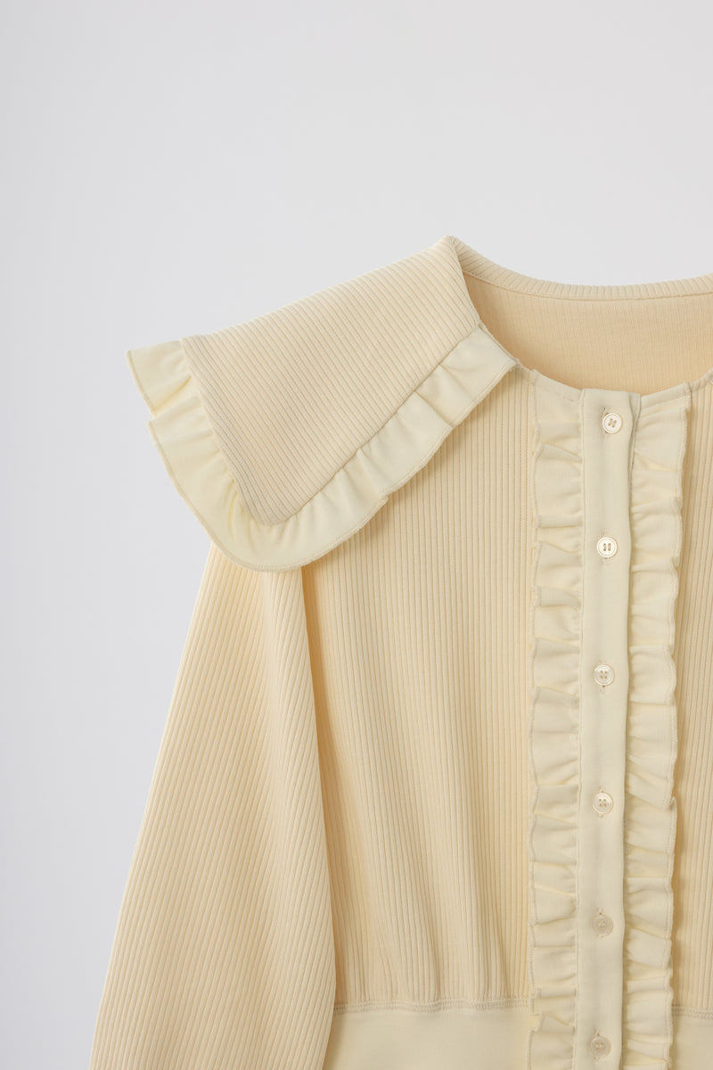 sailor color frill rib cardigan – idem