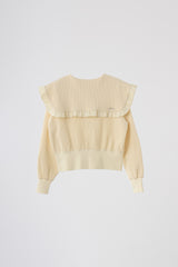 sailor color frill rib cardigan