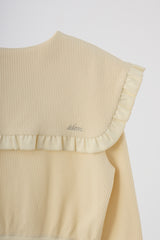 sailor color frill rib cardigan