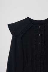 sailor color frill rib cardigan