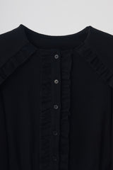 sailor color frill rib cardigan