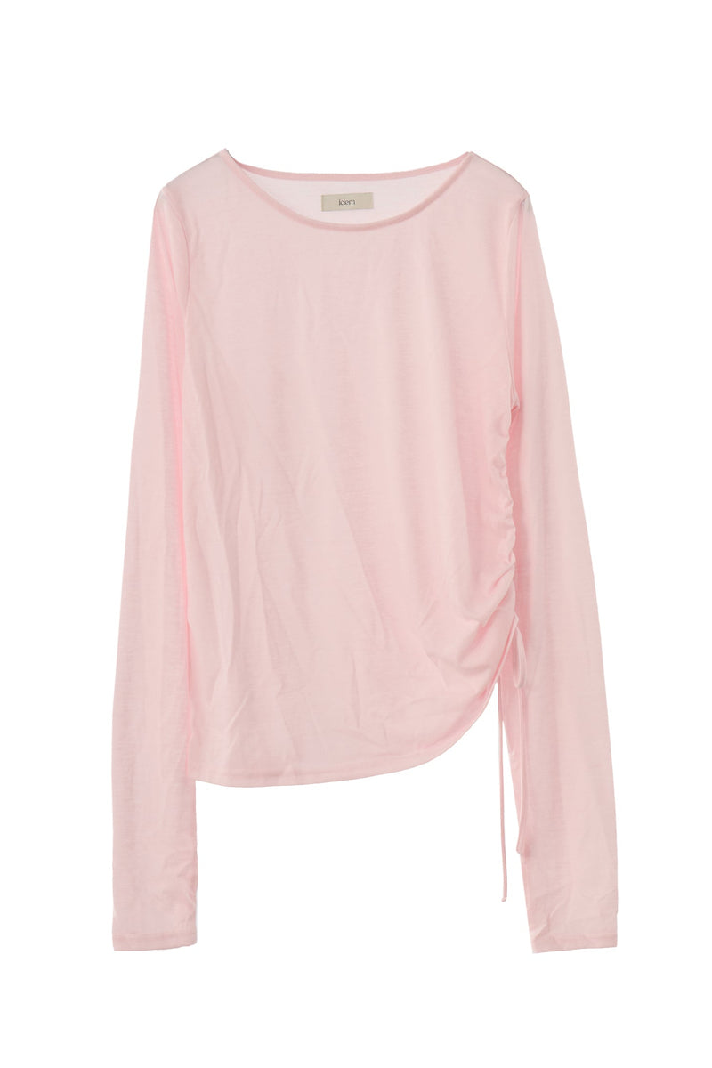 drawstring sheer long sleeve tops – idem