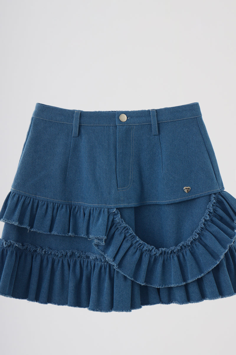 damage frill denim mini skirt – idem