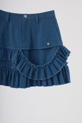 damage frill denim mini skirt – idem