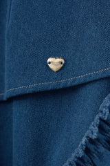 damage frill denim mini skirt