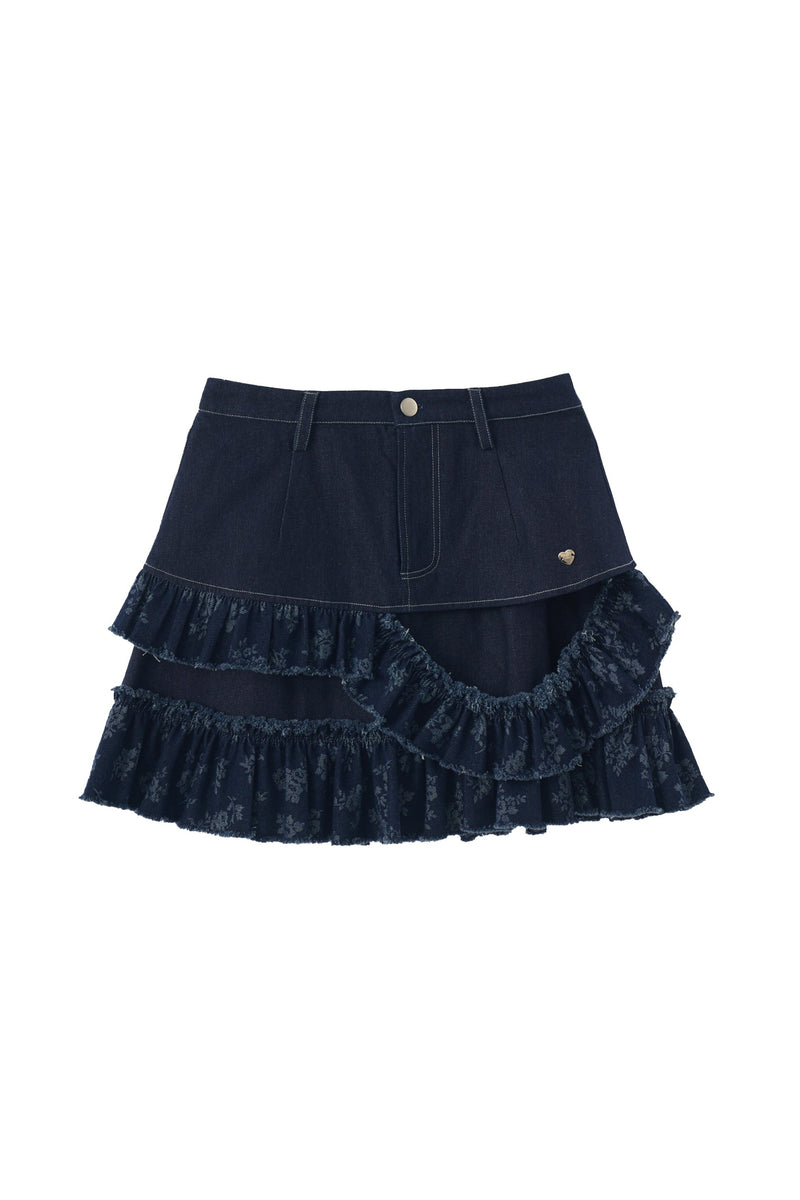 damage frill denim mini skirt – idem