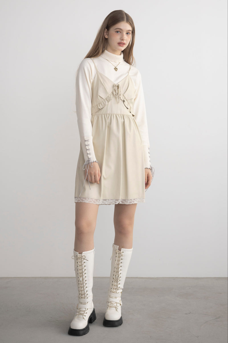 leather frill onepiece – idem