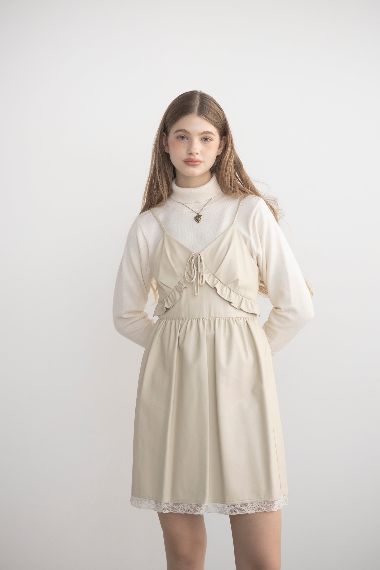 leather frill onepiece – idem