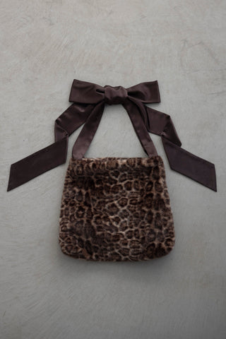 fur big ribbon tote bag