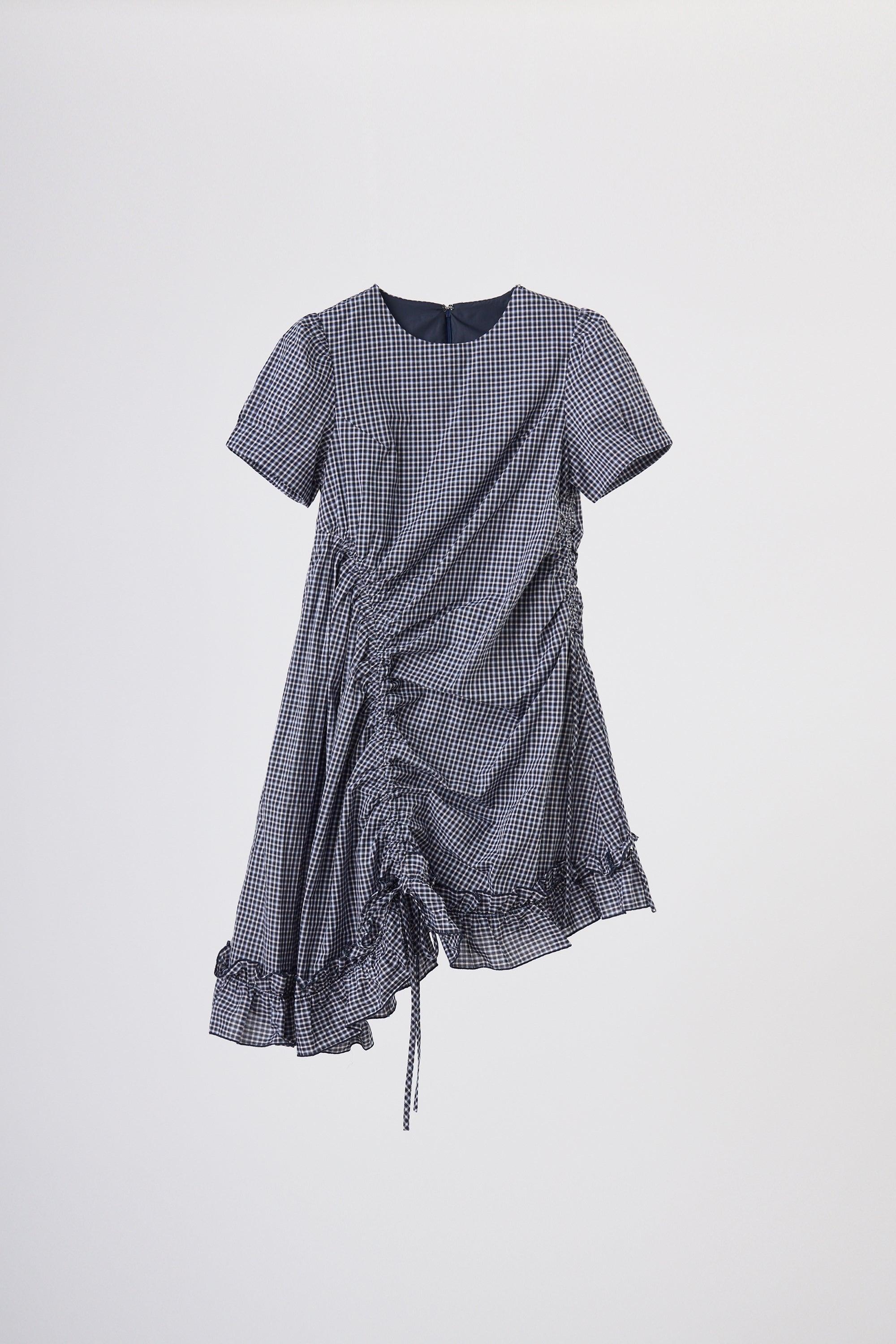 drawstring gingham check onepiece