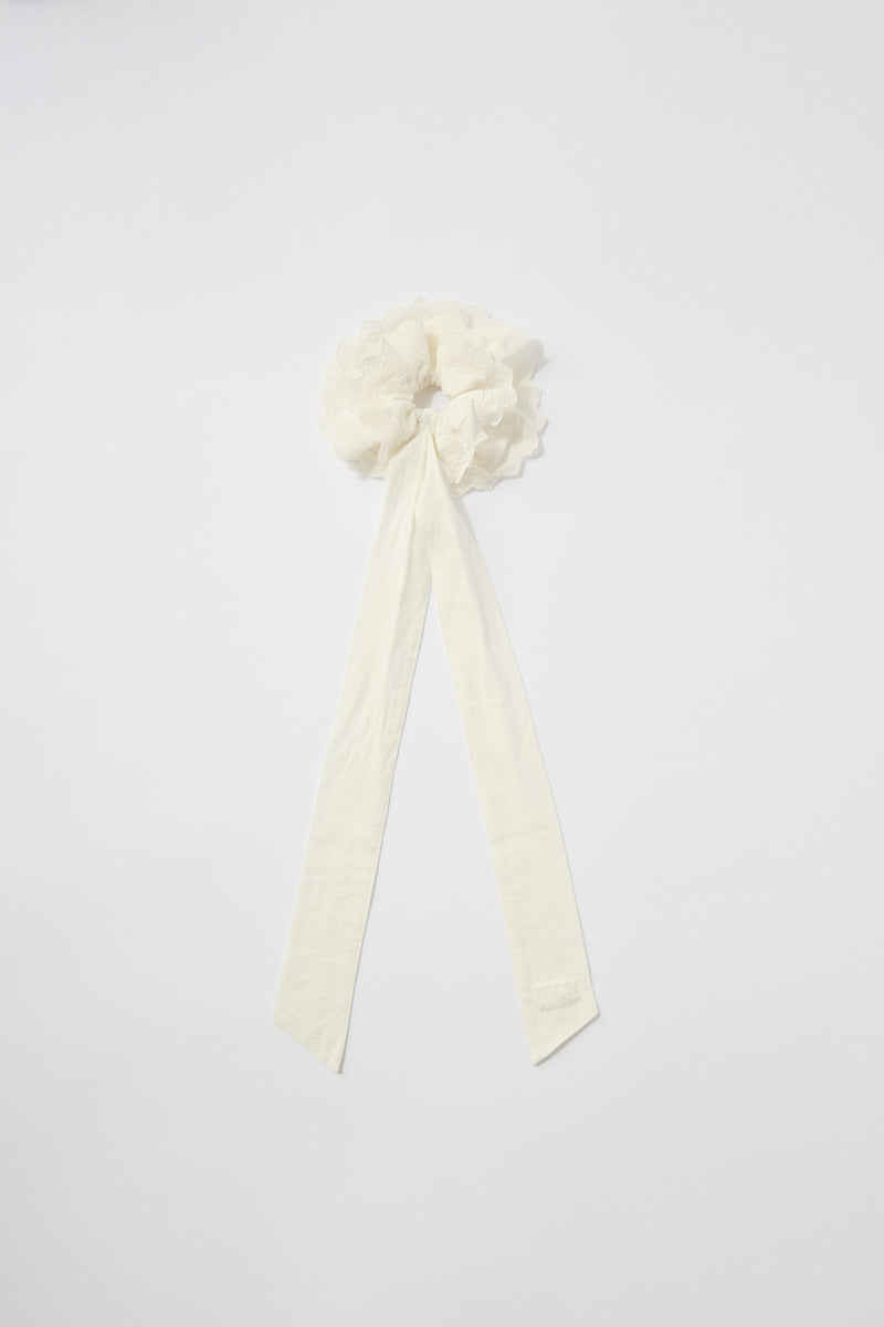 le ruban ୨୧* ~ ecru ~くしゅくしゅリボン エクリュ №1 big frill ribbon chouchou – idem