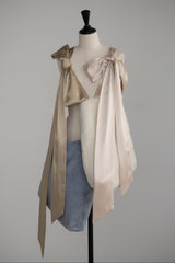 fur big ribbon tote bag