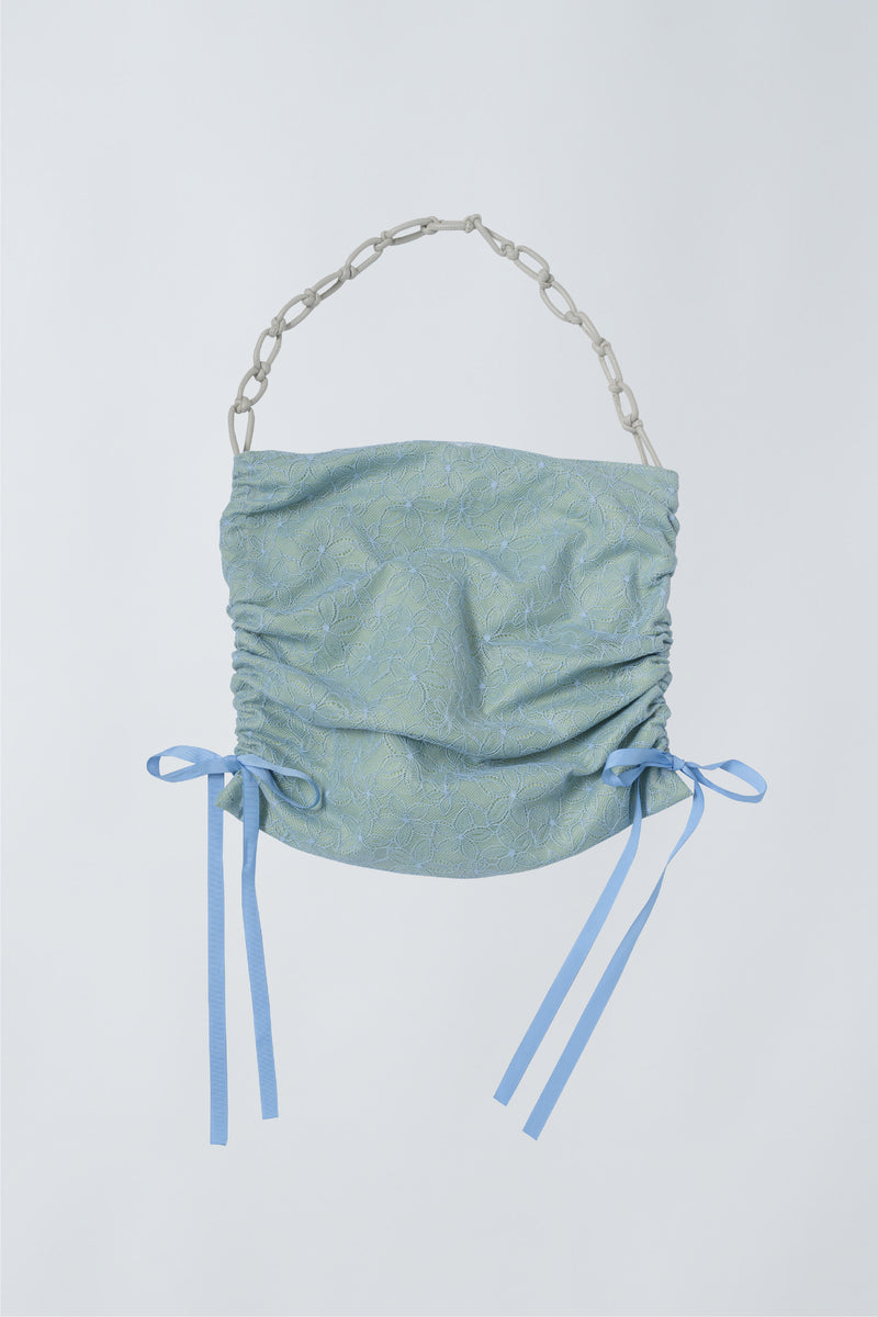 bicolor lace drawstring bag