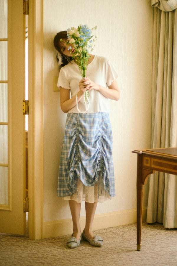 lace layered drawstring skirt