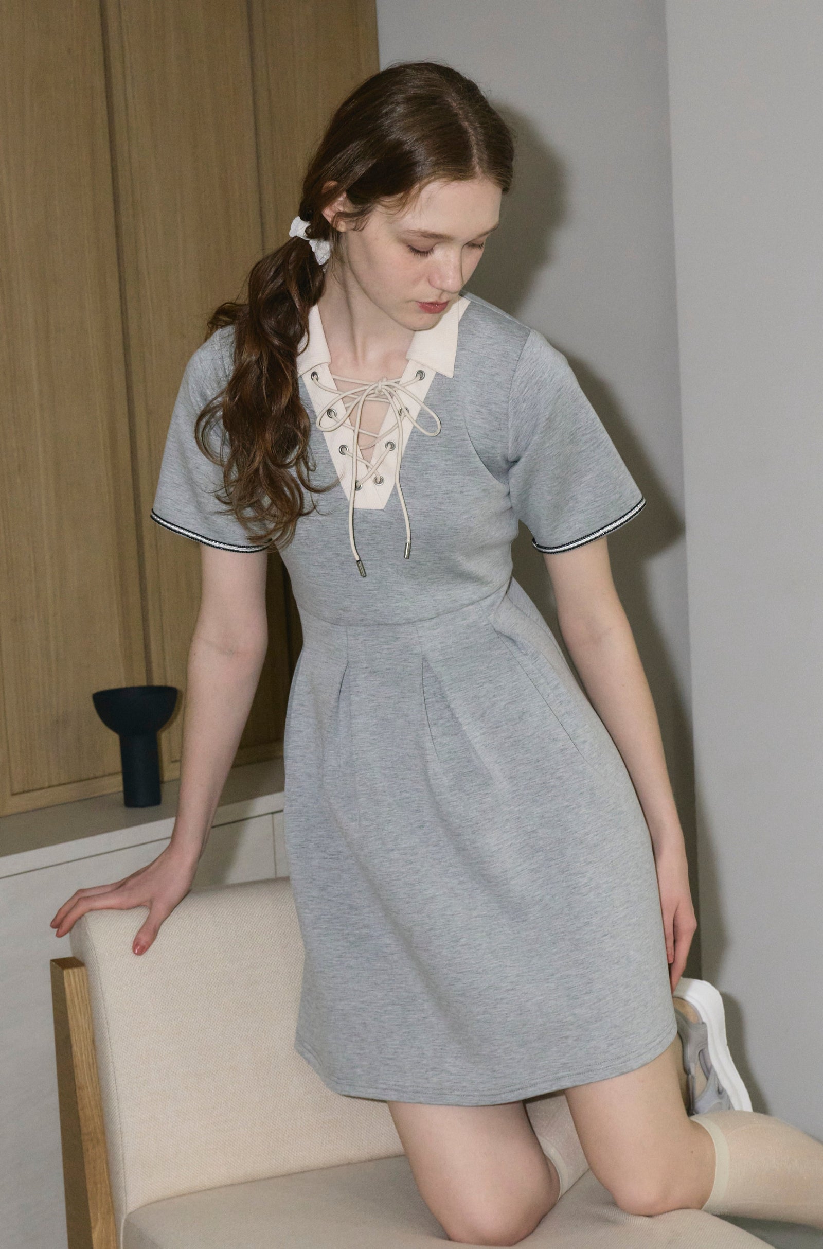 lace up polo onepiece – idem