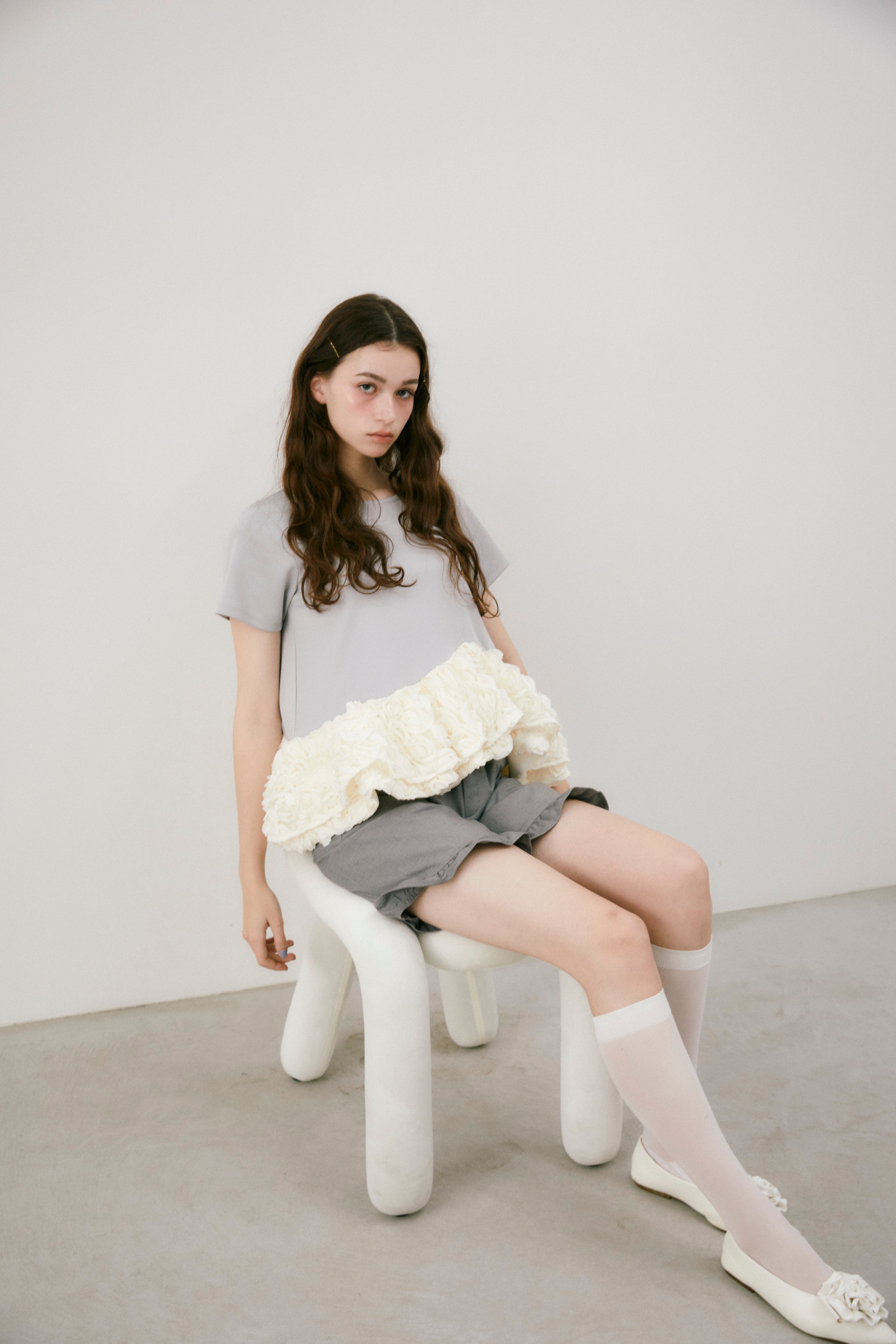frill tuck half pants