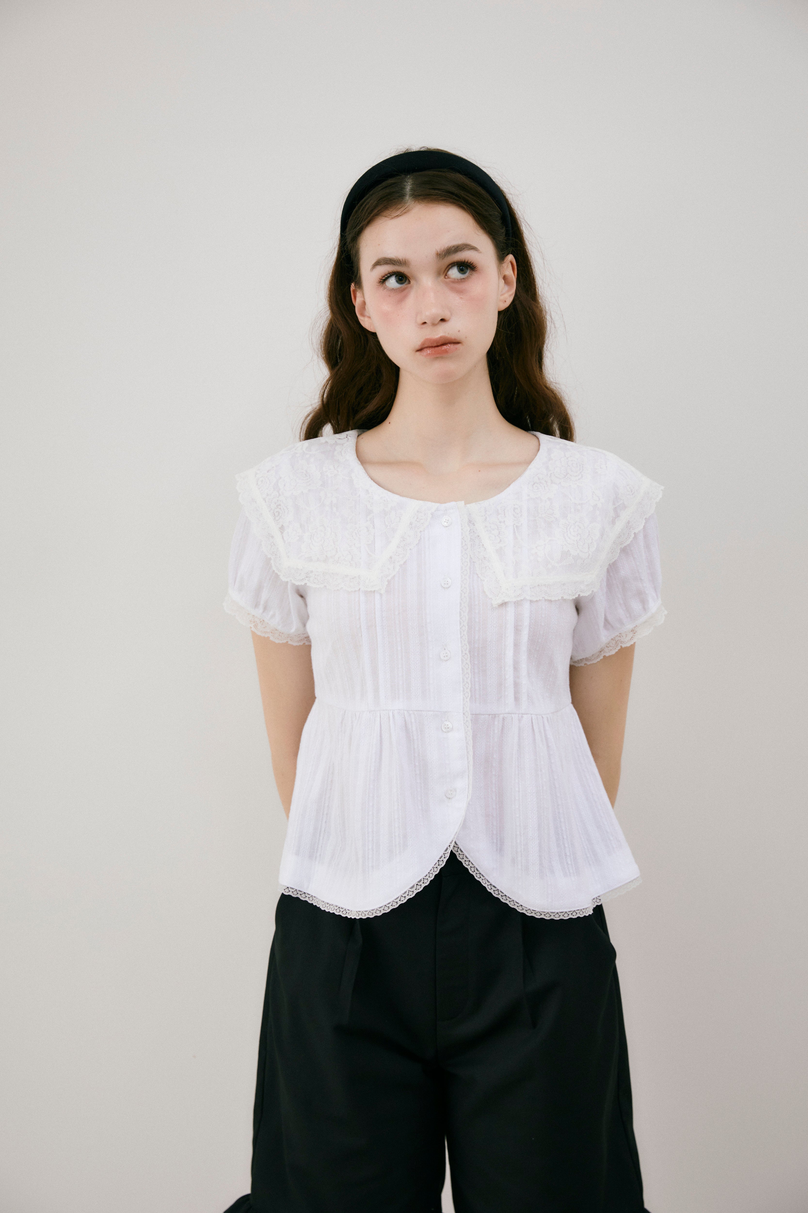 vintage lace big collar blouse