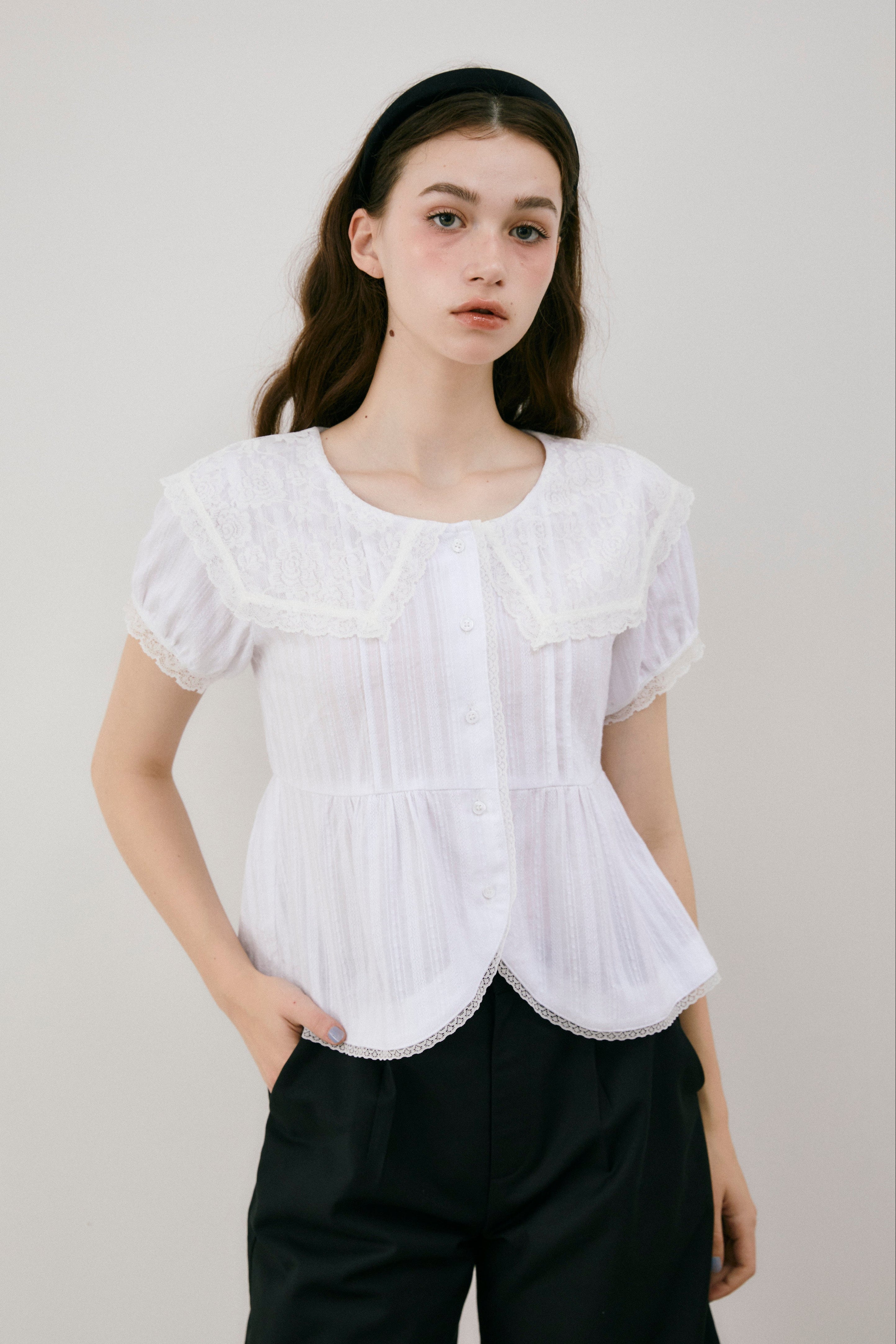 vintage lace big collar blouse