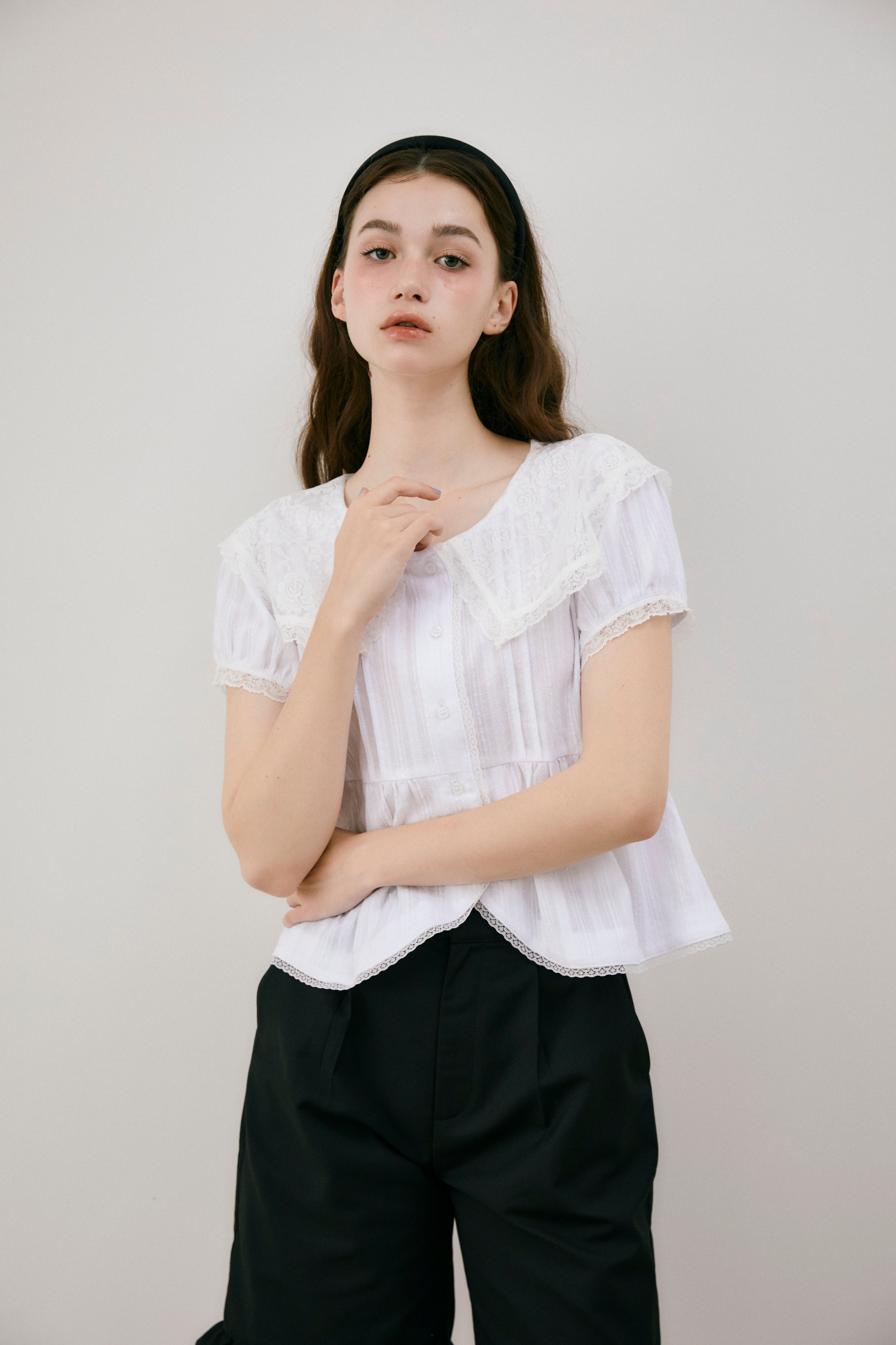 vintage lace big collar blouse