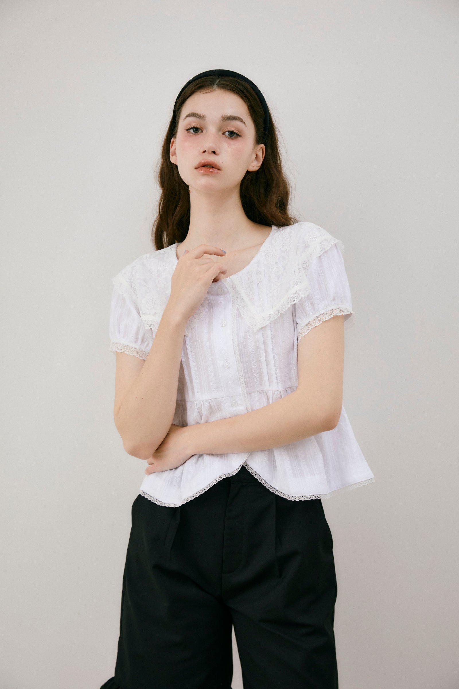 vintage lace big collar blouse – idem