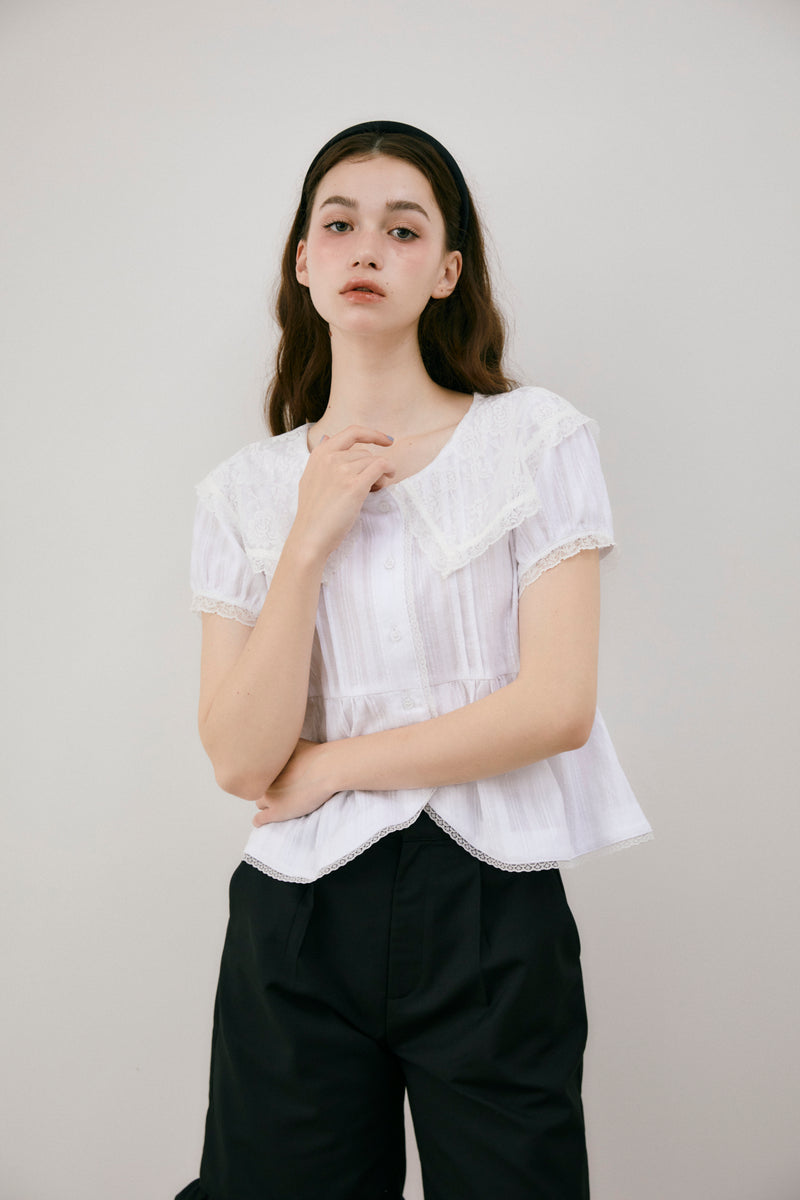 Online store Limited 】vintage lace big collar blouse – idem