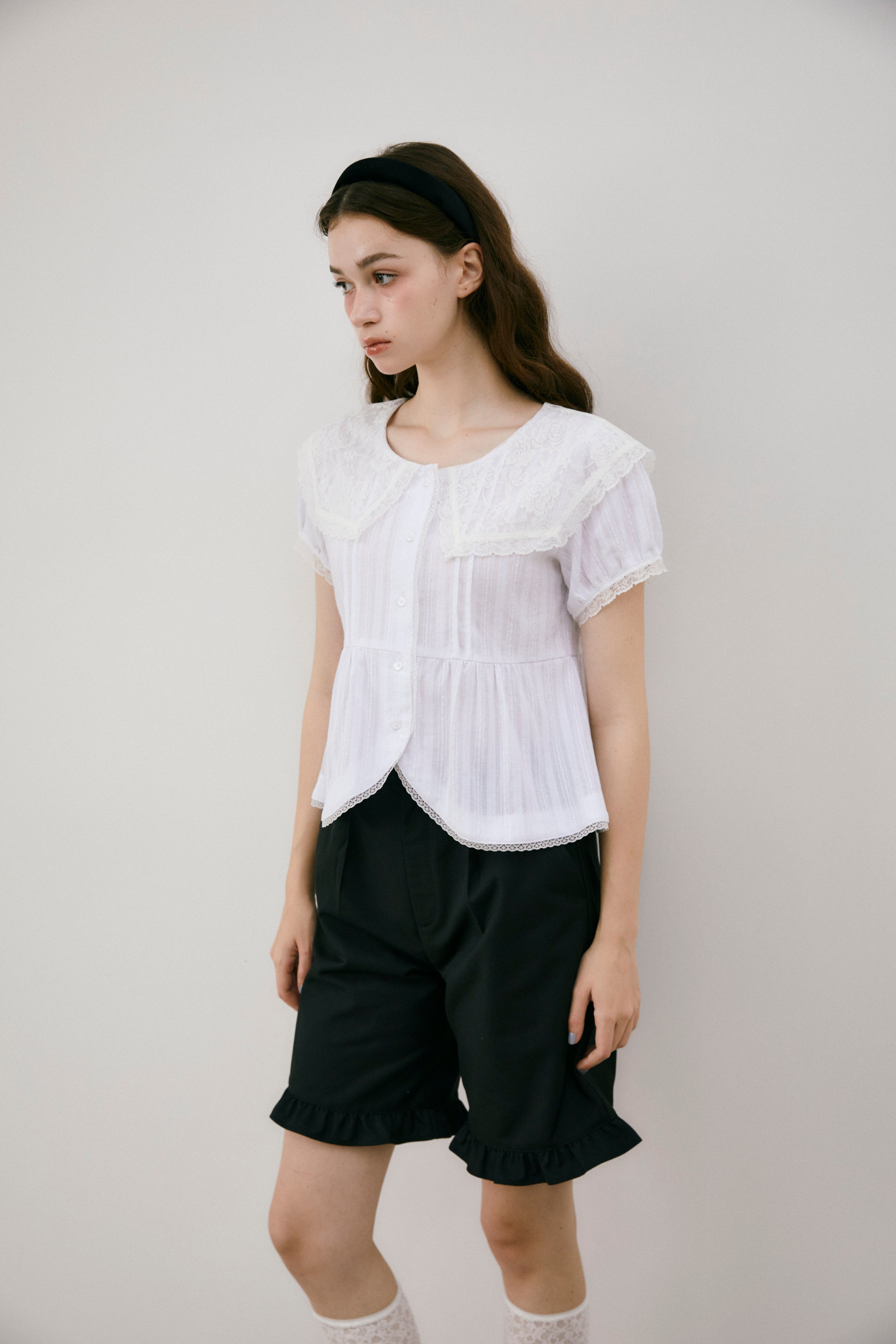 vintage lace big collar blouse