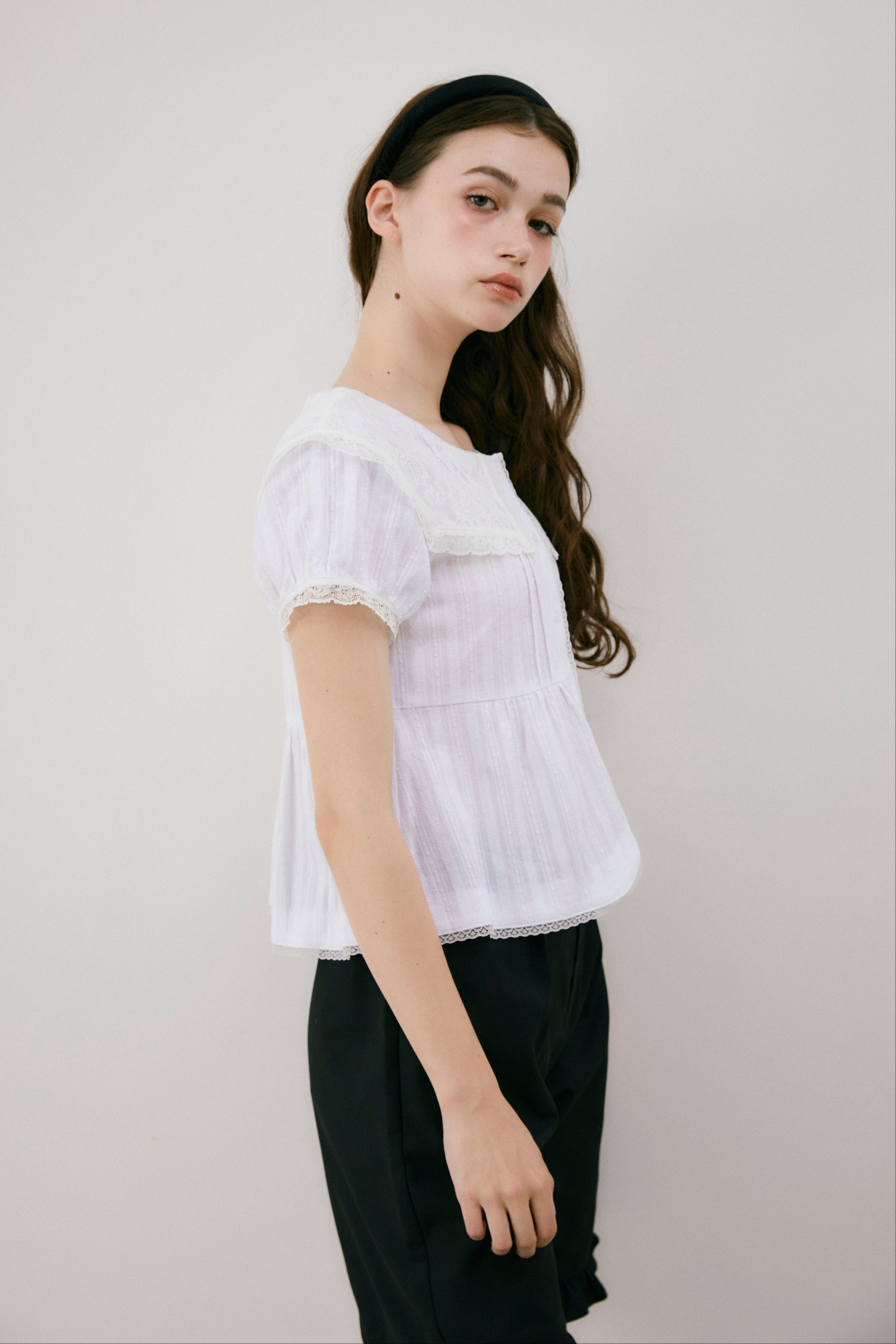 vintage lace big collar blouse