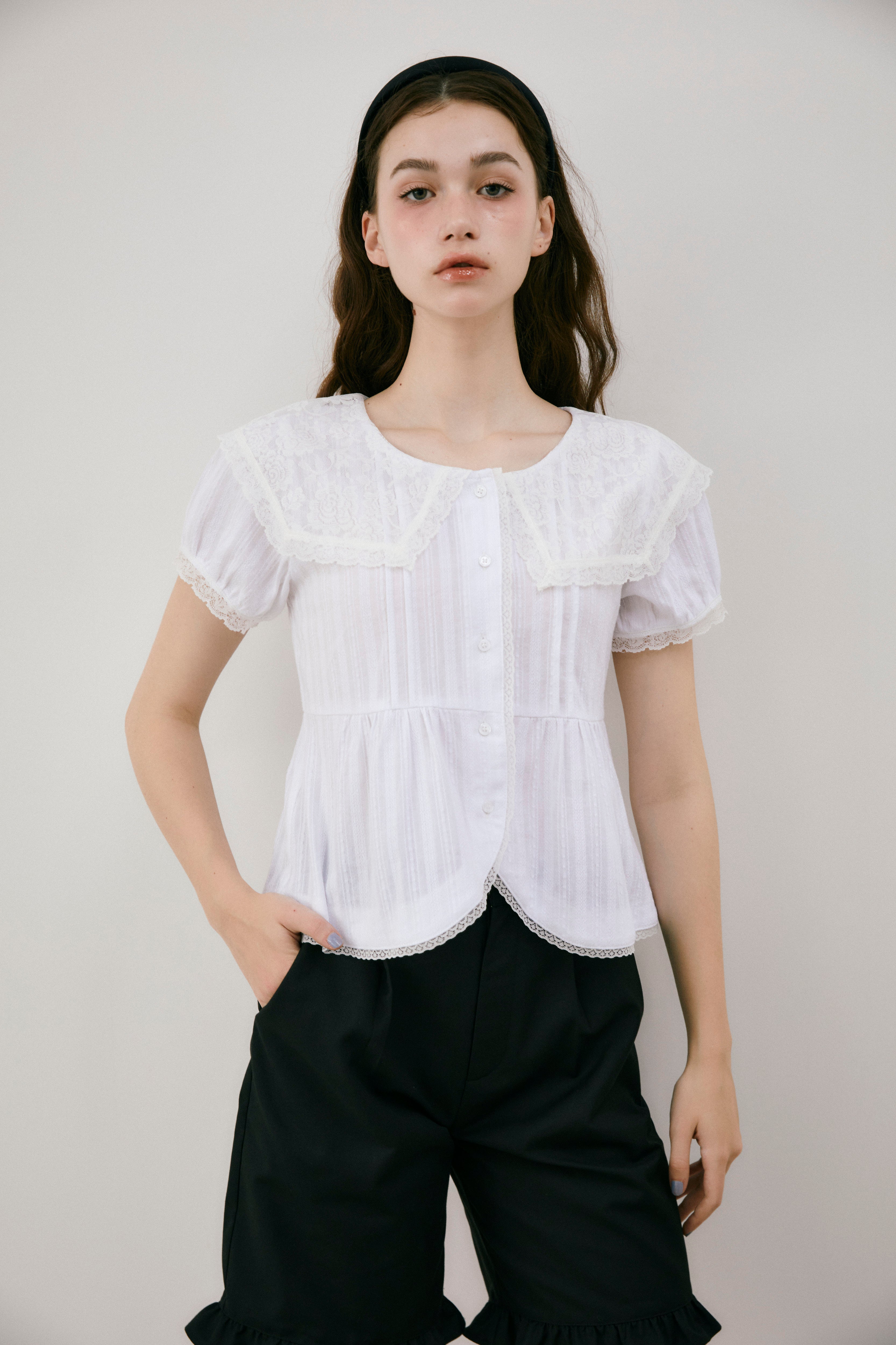 vintage lace big collar blouse