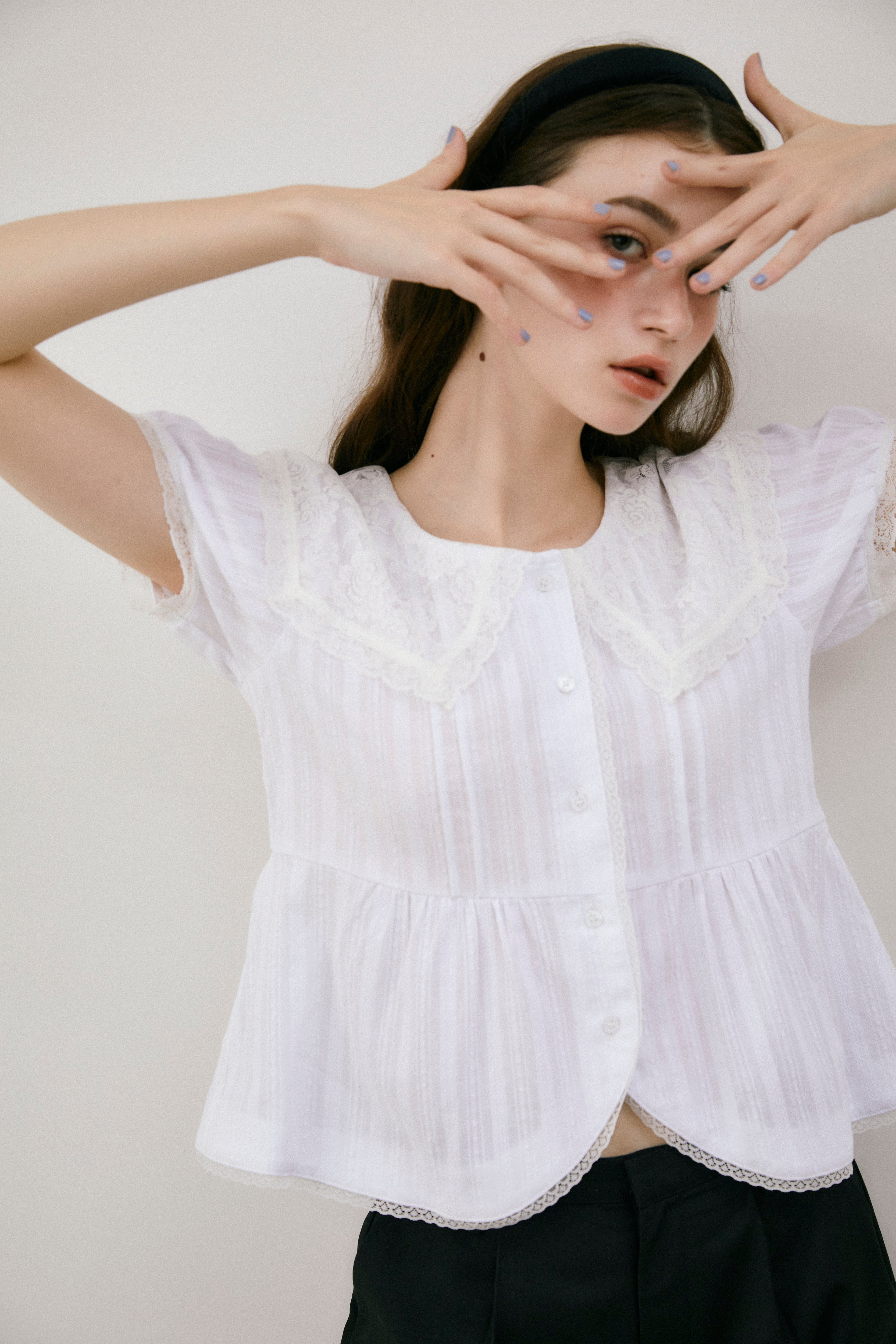 vintage lace big collar blouse