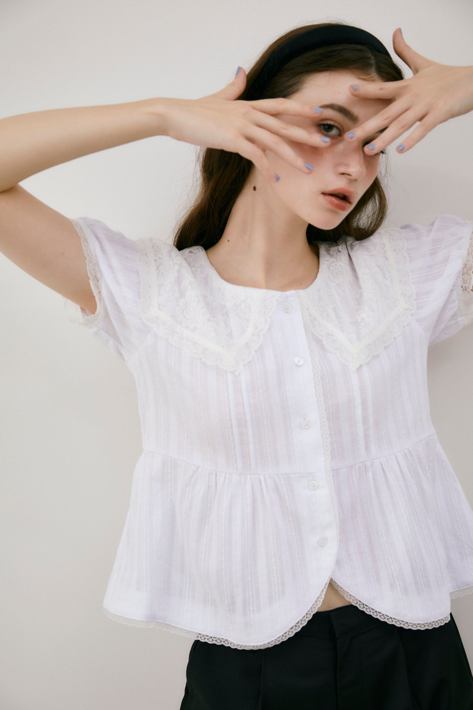 vintage lace big collar blouse – idem