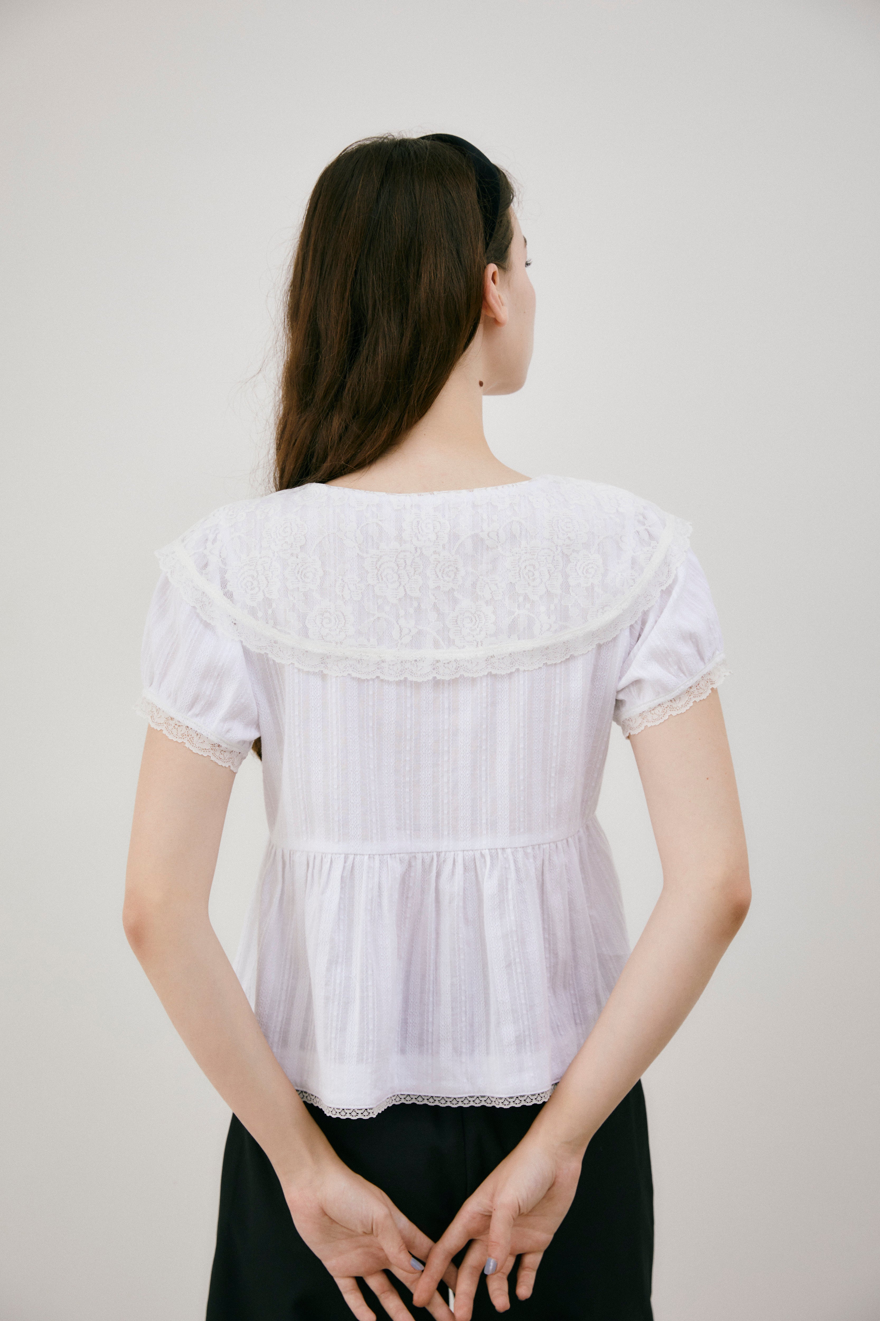 vintage lace big collar blouse