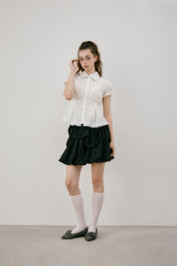 frill collar peplum blouse