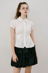 frill collar peplum blouse