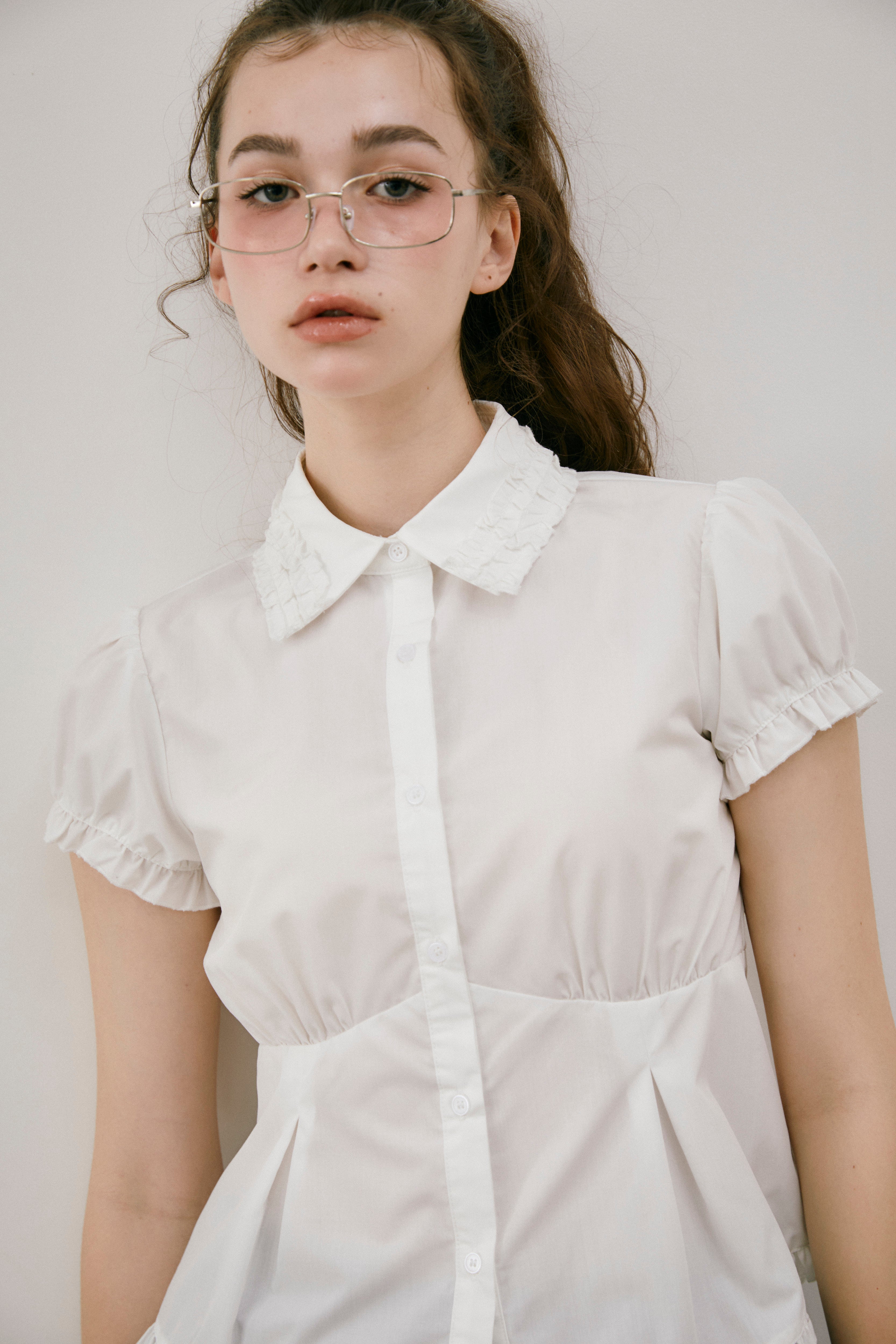 frill collar peplum blouse