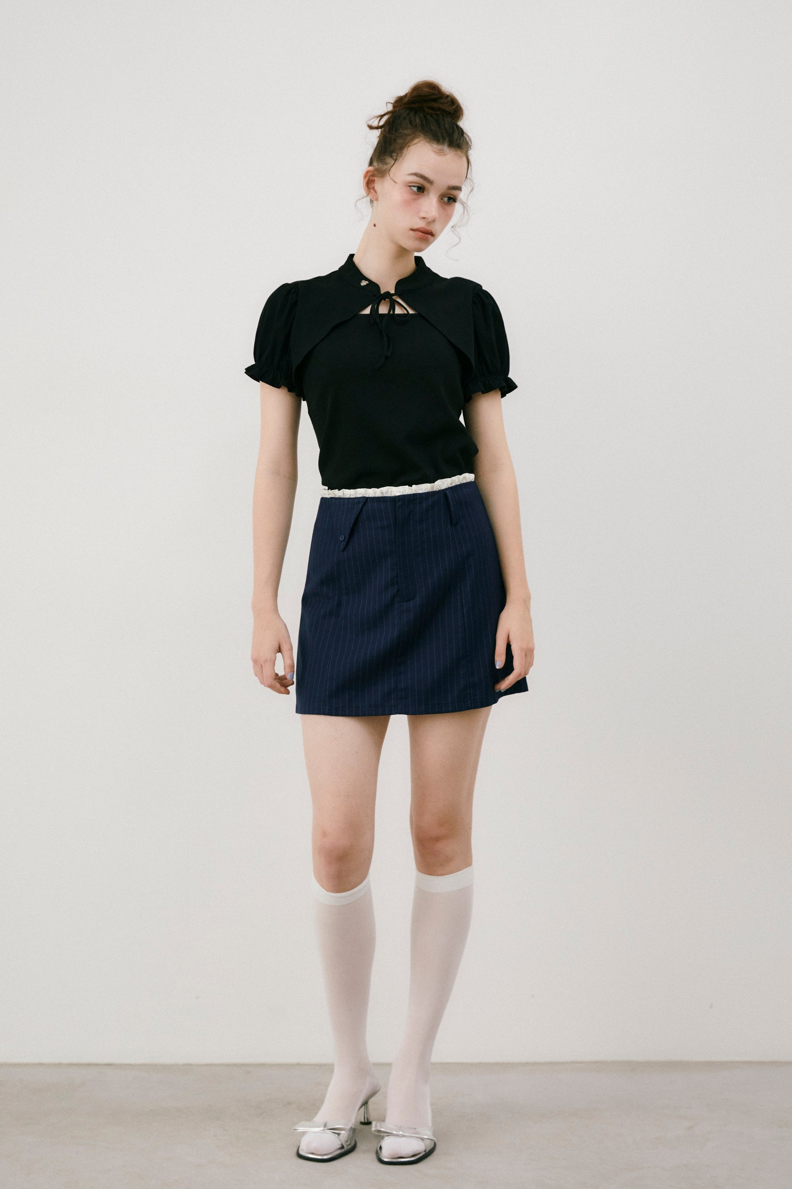 frill belt mini skirt