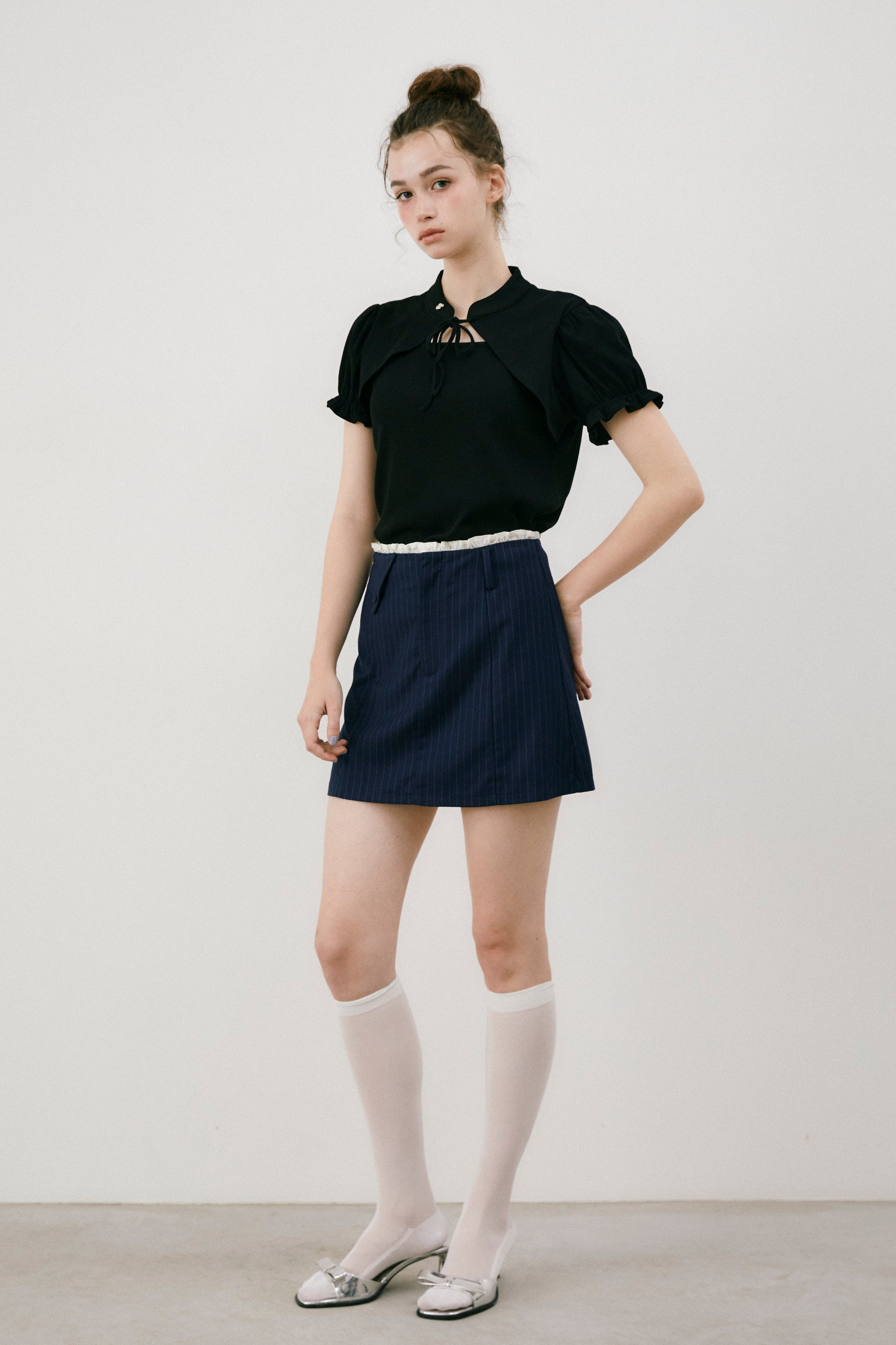 frill belt mini skirt
