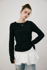 drawstring sheer long sleeve tops