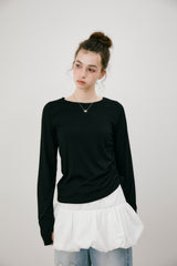 drawstring sheer long sleeve tops