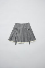 layered pleats mini skirt