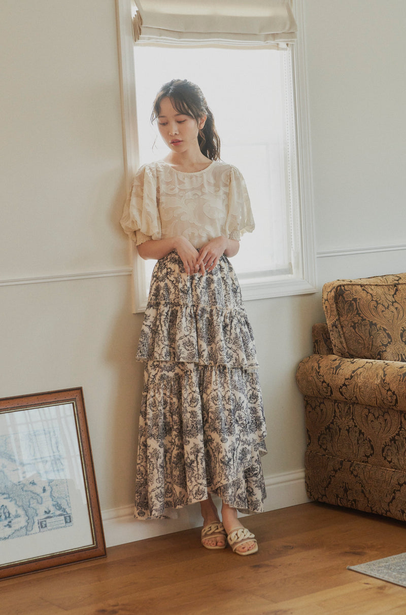 toile de Jouy frill skirt