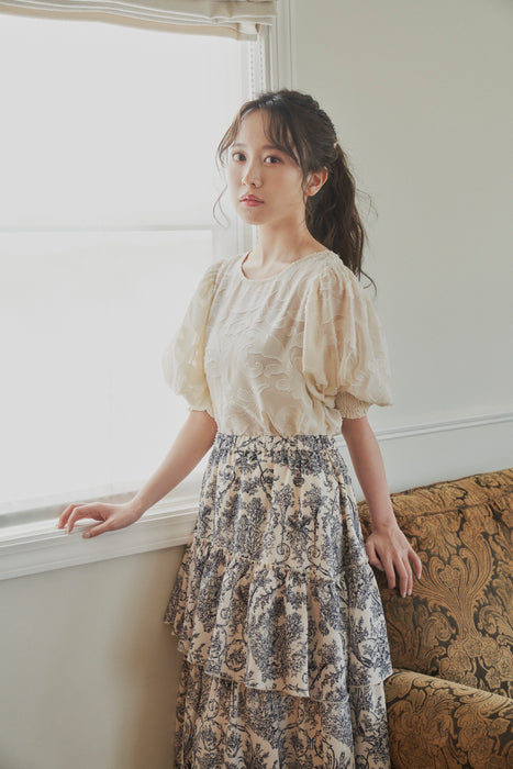 toile de Jouy frill skirt