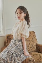 sheer jacquard volume blouse