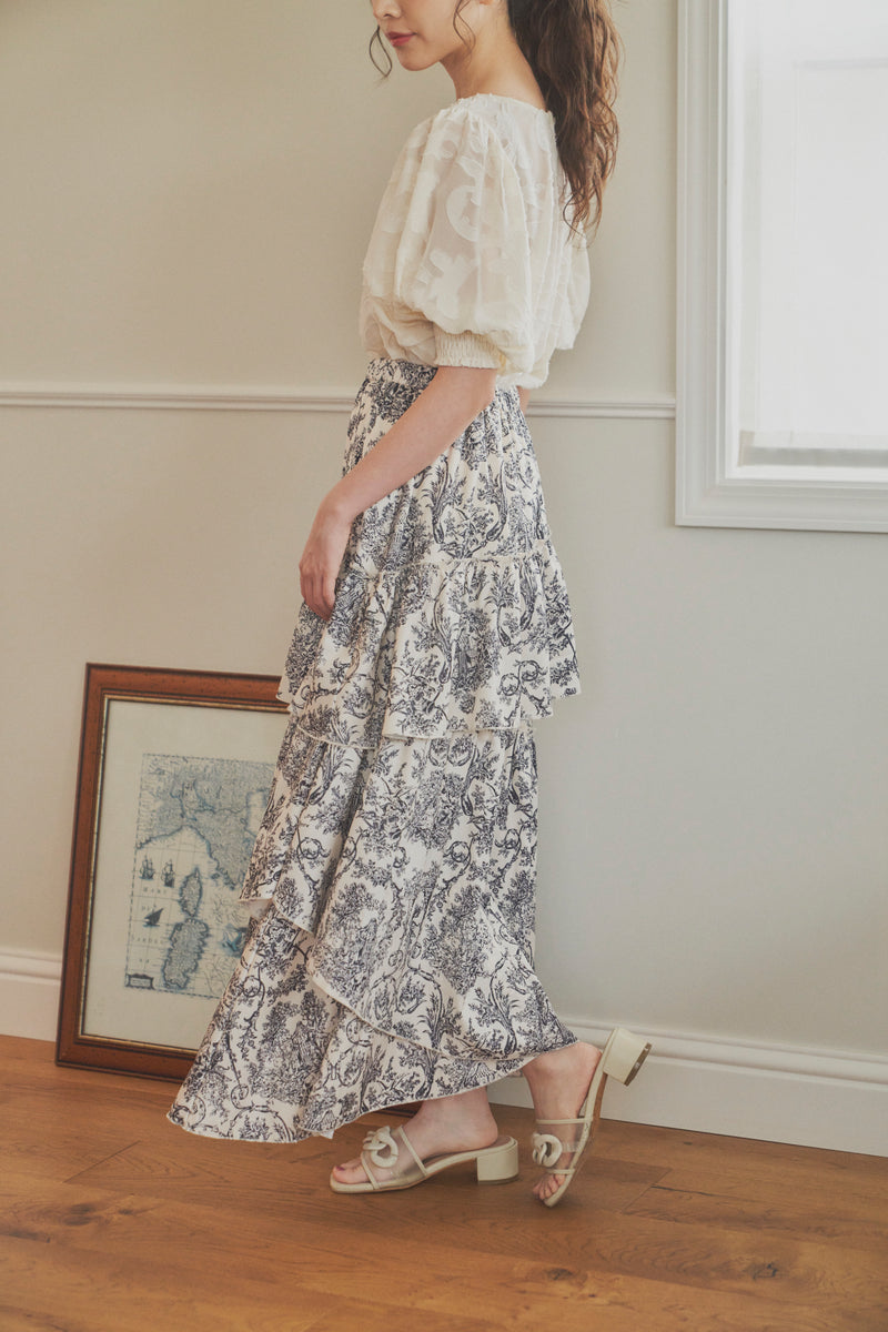 toile de Jouy frill skirt