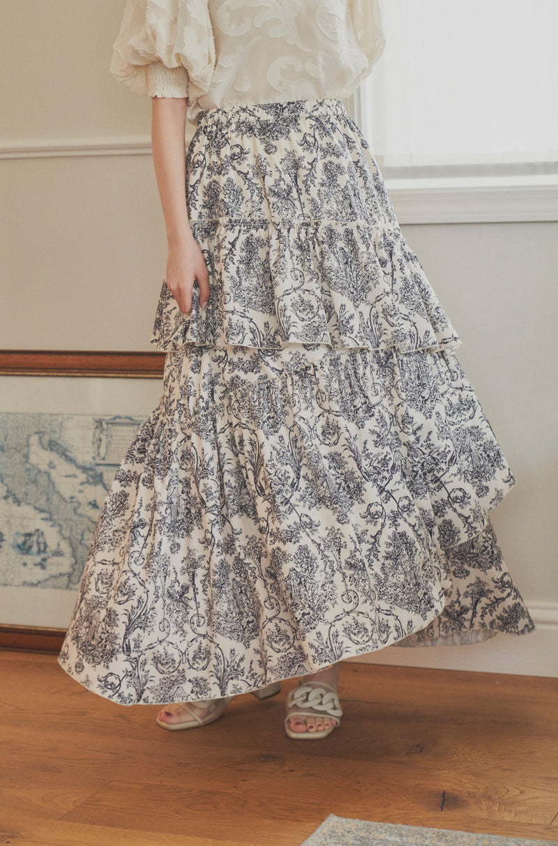 toile de Jouy frill skirt